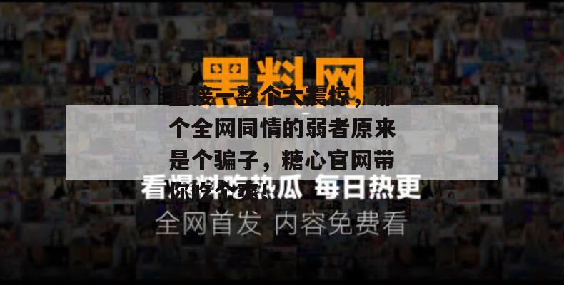 直接一整个大震惊，那个全网同情的弱者原来是个骗子，糖心官网带你吃个爽！